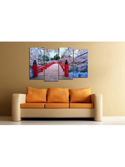 Модульная картина "Цветущий мостик. Сакура"