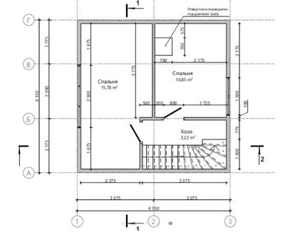 Двухэтажный каркасный дом с двумя спальнями 50м² (SK64)