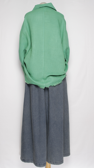 Блуза-жакет лён "КЛАПАНЫ ВИНТАЖНАЯ " яблоко, бирюзовая р.48-56