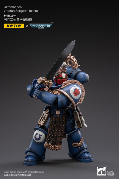 Сержант-ветеран Ультрамаринов Икастус (Warhammer 40k) - КОЛЛЕКЦИОННАЯ ФИГУРКА 1/18 Ultramarines Veteran Sergeant Icastus (JT3020) - JOYTOY