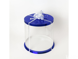 Коробка для торта JUST. Синяя. Диаметр 30 см, Высота 28 см, Упаковка 10 штук