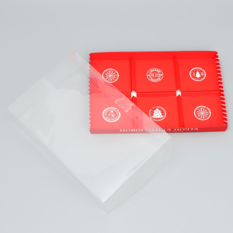 Коробка на 6 муссовых пирожных «Новогодняя почта», 27 х 17.8 х 6.5 см