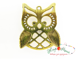 ПОДВЕСКА В ТИБЕТСКОМ СТИЛЕ "СОВА" - 32*27мм - АНТИЧНОЕ ЗОЛОТО