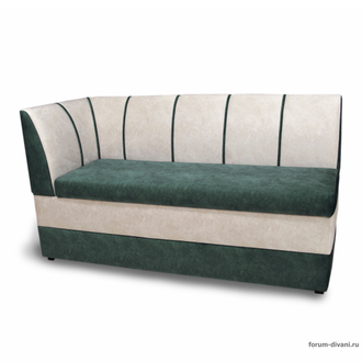 Кухонный ДИВАН "ФОРУМ-8" с боковой спинкой, Зеленый/Слоновая кость Левый