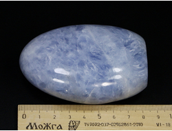Кальцит голубой, полировка стоячая, Мадагаскар (85*60*33 мм, 296 г) №23851