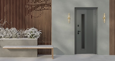 Стальная дверь   Барс с окном (терморазрыв 3к). Заказная модель.