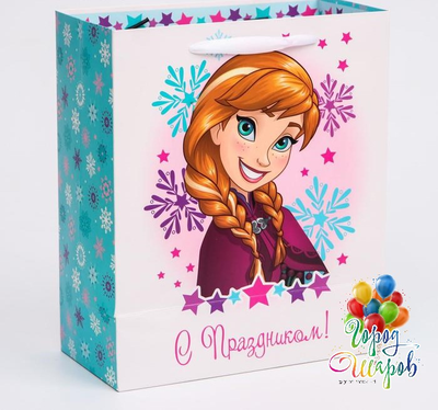 Пакет ламинированный  "С Днем Рождения!", Холодное сердце, 23х27х11,5 см