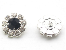 ПУГОВИЦЫ С КРИСТАЛЛАМИ, 16 мм. 50 шт. Р-000134, Цвет: черный/серебристый