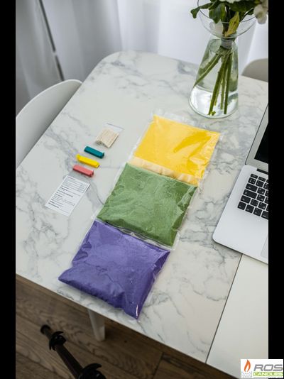 Набор цветных свечей: фиолетовые "Фиолетовый" - 1кг; зелёные "Зелёный" - 1кг; жёлтые "Жёлтый" - 1кг