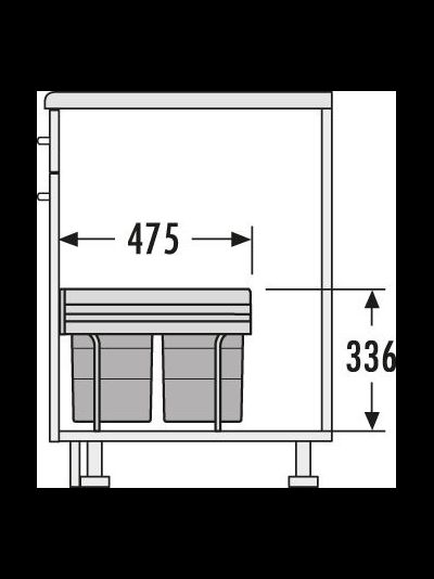 ВСТРАИВАЕМОЕ ВЕДРО ДЛЯ МУСОРА 36Л (2X18) SPACE SAVING HAILO 3641-12