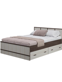 Кровать двуспальная "Сакура" 1600 с выдвижными ящиками (БТС)