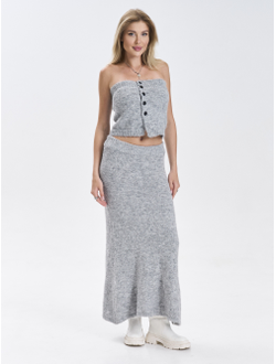 Костюм вязаный трикотажный теплый 3 в 1 юбка топ кардиган