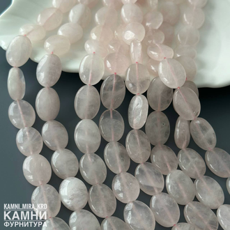 Розовый кварц полупрозрачный овалы 18,4х13 мм, цена за нить 19 см