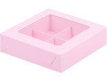 Коробка на 4 конфеты с/о (розовая), 120*120*30мм