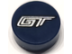 Tile, Round 1 x 1 with Silver 'GT' Pattern, Dark Blue (98138pb368 / 6426364)