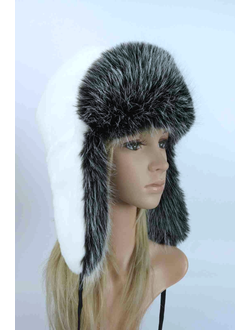 Ушанка "Эскимо" цвет белый + чернобурка