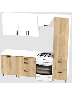 Кухня Эконом 1,8 метра с колонкой (1300х500) Цвет: Белый/Дуб Вотан