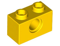 Technic, Brick 1 x 2 with Hole, Yellow (3700 / 370024)