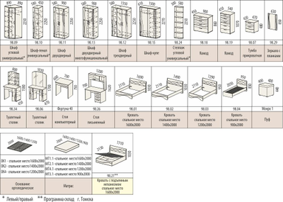 Модульная спальня Соната