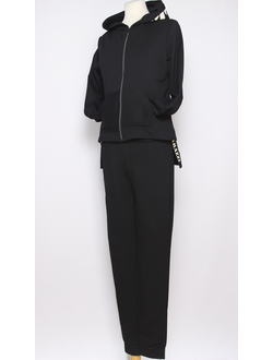 КОСТЮМ "Худи асимметрия и брюки" чёрный р.38-44