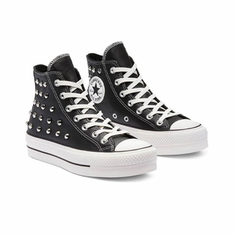 Кеды Converse All Star Lift Platform кожаные черные высокие с клепками