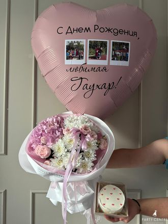 Букет + бенто торт + шар именной