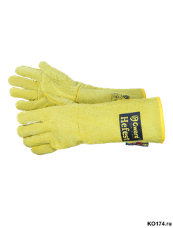 Краги спилковые Hefest желтого цвета, усиленные, 40 см (XY400)