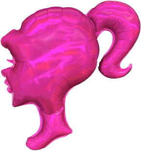 Шар (28&#039;&#039;/71 см) Фигура, Профиль девушки, Розовый, Голография, 1 шт.