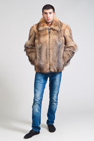 Шуба куртка мужская зимняя  натуральный мех волк арт. Ми-006