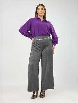 Cтильные женские  брюки большого размера серебро