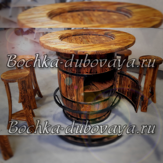Бар-бочка под старину с комплектом стульев