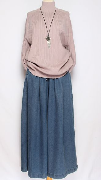 Джемпер "УЗКАЯ РЕЗИНКА С ДЛИННЫМ РУКАВОМ " 21054 бежевый, черный, лаванда, белый, графит р.50-54