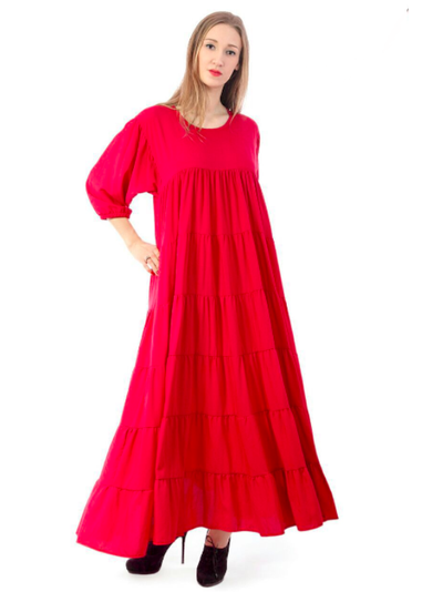 Платье ярусное из штапеля &quot;Душечка красное&quot;