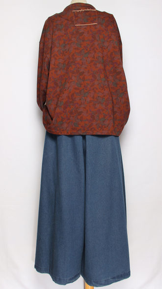 Жакет ХЛОПОК "Нашивка Размытые цветы" терракотовый, красный, коричневый, оранжевый до р.52