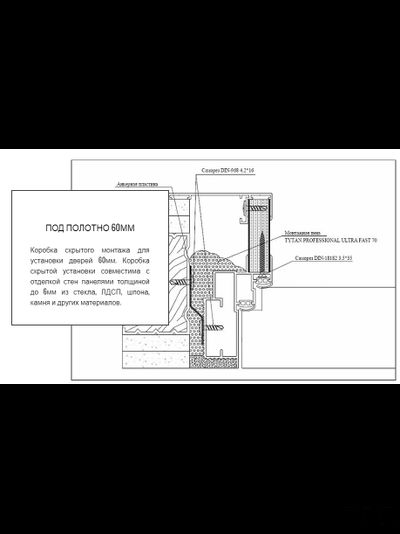 Алюминиевый короб для скрытых дверей Pro Design Duo наружного открывания с двойным притвором по RAL