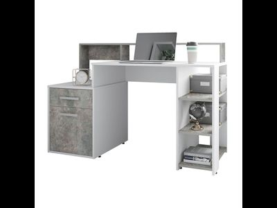 Стол компьютерный Лайф NEW Белый/бетон, Ш1384хВ904хГ538