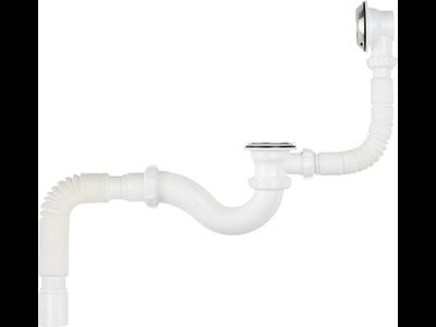 Сифон для ванны с выпуском и переливом, гибкая труба 40х40/50, V155-14-MR [56851]