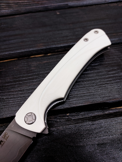 Складной нож Чиж-плюс сталь ламинат Васильева,  рукоять G10, цвет белый