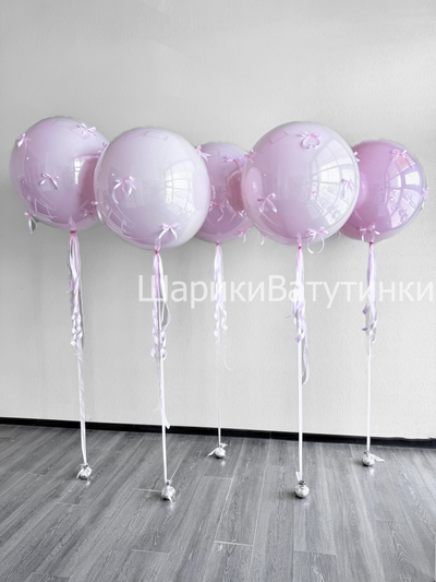 Шар стекляшка с бантиками и надписью 60см