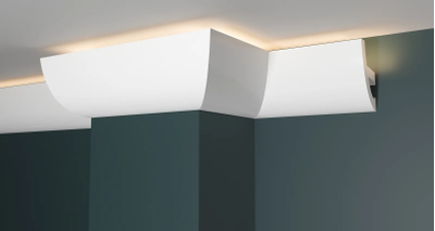 Потолочный плинтус для подсветки DECOR-DIZAYN DD510, из дюрополимера, под покраску, ударопрочный