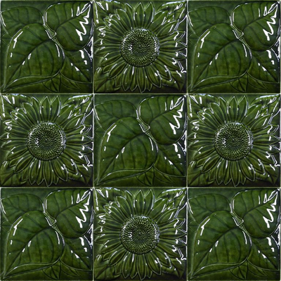 Изразцовая плитка "Подсолнухи" // 15*15