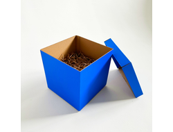 Синяя подарочная коробка GILEV 30х30х30см с крышкой и наполнителем