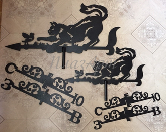 Флюгер на крышу "Кошка с птичкой"