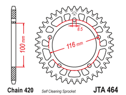 Звезда ведомая алюминиевая JT JTA464.44 (JTA464-44) (A464-44) для Kawasaki Off Road // Suzuki Off Road