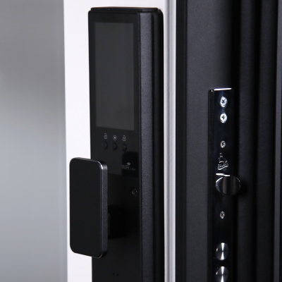 Стальная дверь   Берилл с зеркалом (биометрический замок Y23). Заказная модель.