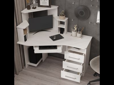 Стол компьютерный Каспер ясень белый Ш1300хВ1300хГ801