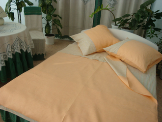 Комплект льняного постельного белья "Дуэт" двуспальный-евро