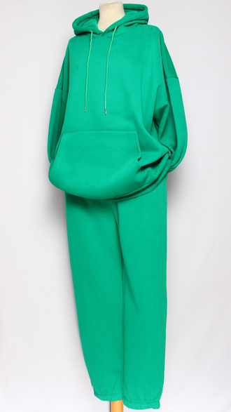 Костюм тройка: худи, брюки, жилет."Теплый с жилетом" зелёный р.52-54