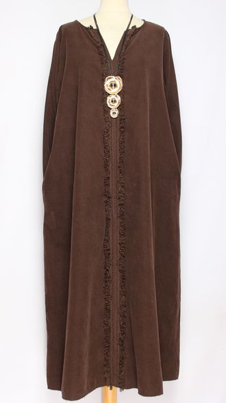 Платье Бохо вельветовое "ПЛАНКА БАХРОМА" шоколад до р.56