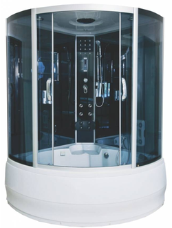 Душевая кабина Водный Мир ВМ-8851, Высокий поддон, задние стекла чёрные, передние стекла тонированные, 150x150x220 см.